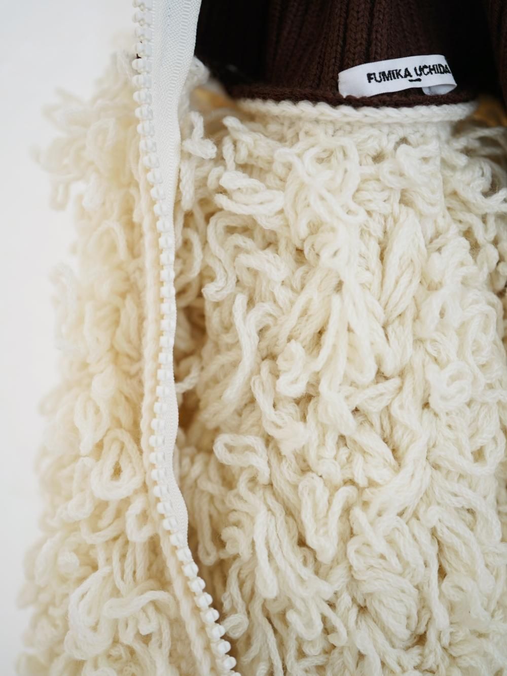 FUMIKA_UCHIDA LOOP YARN HAND KNITTED ZIP-UP VEST - n e p