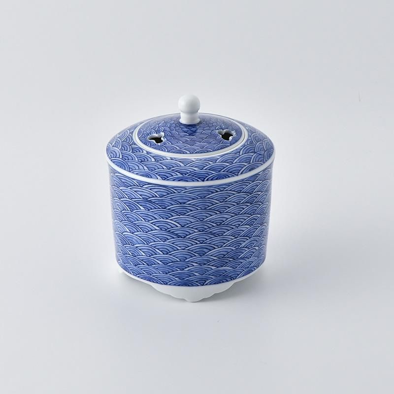 平戸嘉久正窯 青白磁 山水画 香炉 平戸嘉久正窯 青白磁 山水画 香炉