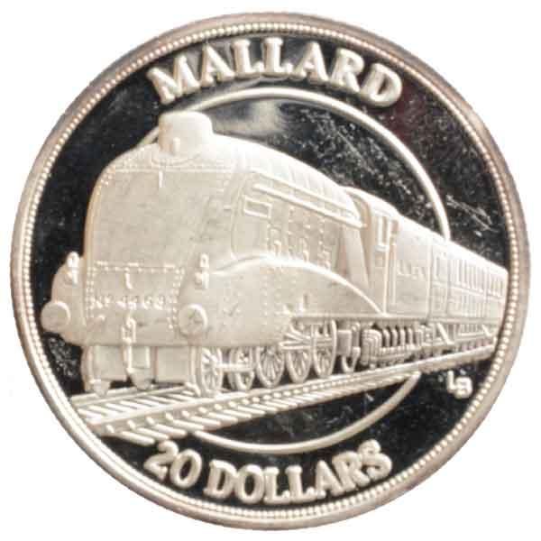 蒸気機関車マラード号記念20ドル銀貨|タークス・カイコス諸島