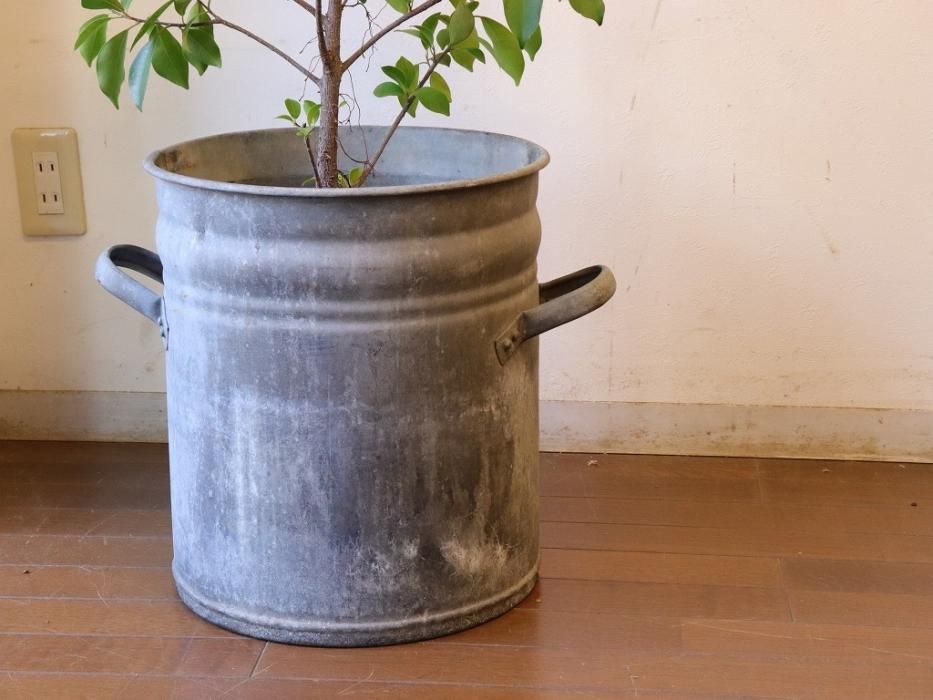 アンティーク H40ブリキバケツ ～【パインフラットアンティーク】