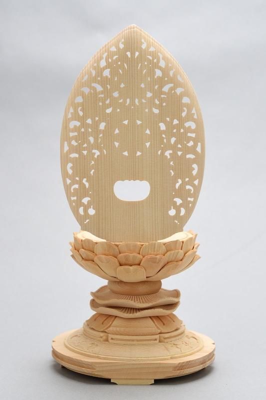 天台宗】白木製 阿弥陀如来(座像/2.5寸) 丸台座 唐草光背 仏像 - 仏壇