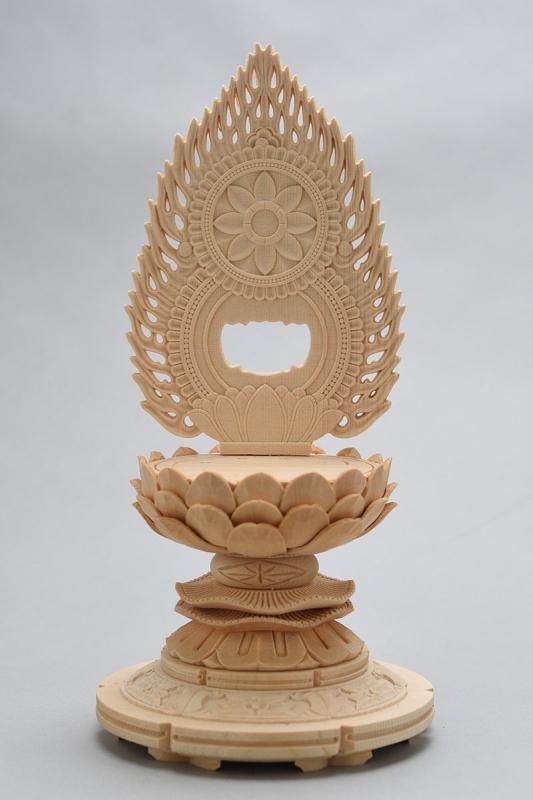 真言宗】白木製 大日如来(座像/2寸) 丸台座 火炎光背 仏像 - 仏壇仏具