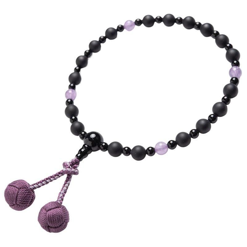 全宗派】 片手念珠・略式数珠 オニキス 藤雲石 ラベンダー 紫 甲州貴石