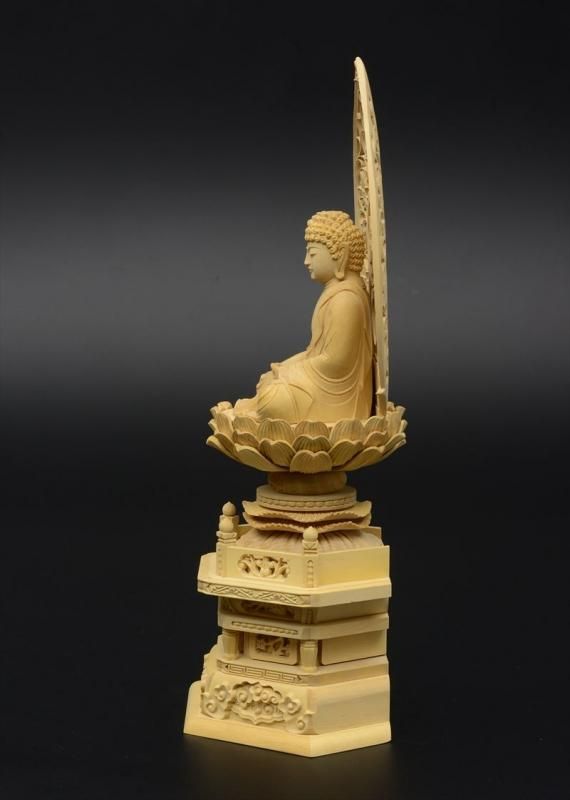 円台座+宝相華唐草光背 2.5寸坐像用#593 木彫 仏像付属品 【公式通販】