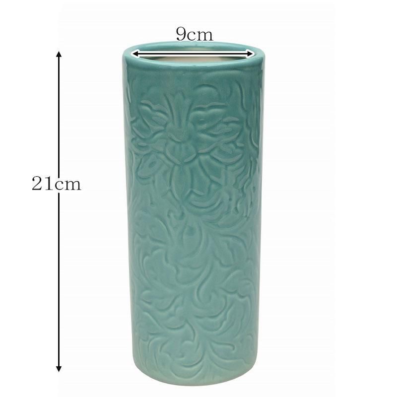 申相浩 草文花瓶 高さ32cm 高台内に描き銘 共箱付 申相浩 高麗青磁 透