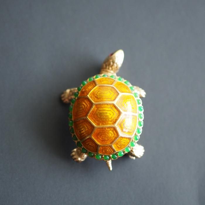 CINER（サイナー）☆オレンジゴールドの甲羅 小さな亀のヴィンテージ