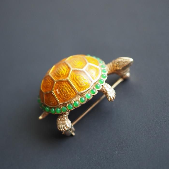 CINER（サイナー）☆オレンジゴールドの甲羅 小さな亀のヴィンテージ