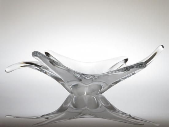 オールド・バカラ レアカラー ブルークリスタル製 コンポート バンブー