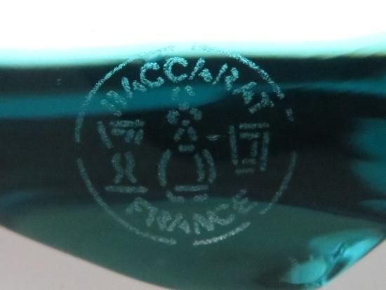 バカラ フィギュリン ○ イルカ 置物 ドルフィン ブルー 青 尻尾上向き