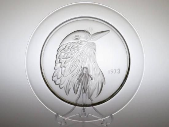 ラリック カケス（鳥） クリスタルガラス イヤープレート フランス
