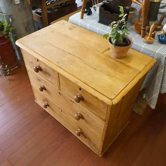 IFU-417 英国アンティーク パインチェスト 収納 チェスト キッチン