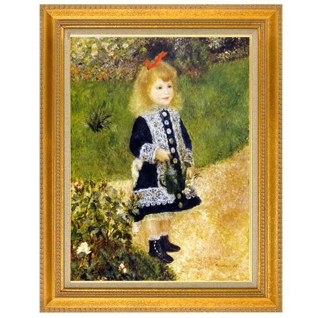 ルノアールわら束を持つ少女 木製フレーム付き 約58×49cm ルノワール