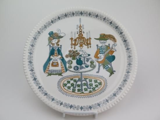 ノルウェー 銅製 エナメル絵皿 Bjornstad ビョーンスタッド