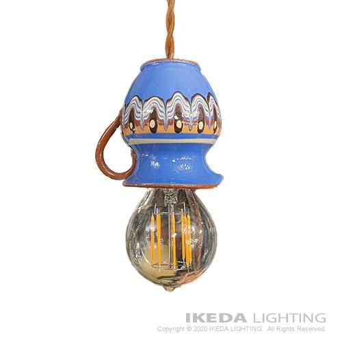 トロヤン陶器 ペンダントランプ（ブルー） ブルガリア製 ｜ イケダ