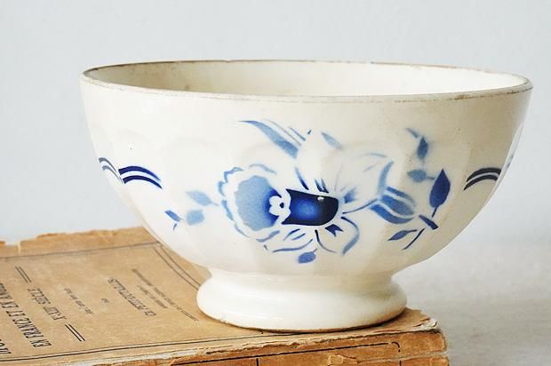 カフェオレボウル/青い花/フランス- アンティーク雑貨・セレクト雑貨