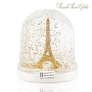 フランス直輸入！】スノーグローブ 縦8.5cm【ゴールド エッフェル塔