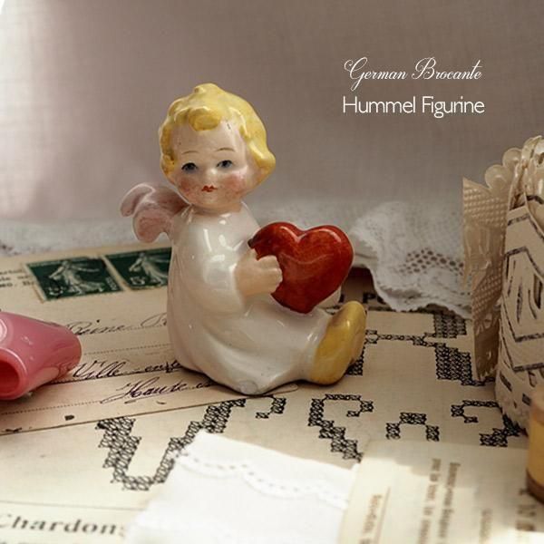 ドイツ ヴィンテージ 陶器人形 天使とハート フンメル人形 フィギュ