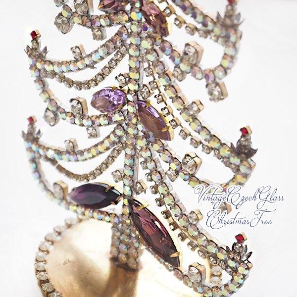 送料無料】天使 ヴィンテージ チェコガラスクリスマスツリー 2（Blue