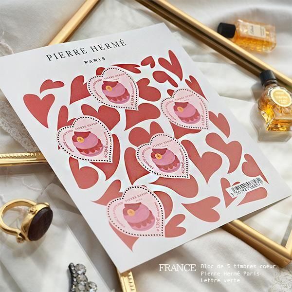 4383 外国切手 フランス 2003年 バレンタイン ハート型切手 2種完 4383