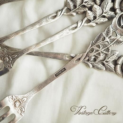 54【Adam Manns】 ヒルデスハイムローズ純銀フォーク 6本 54【Adam