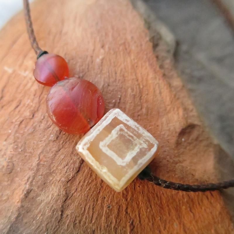 エッチドカーネリアン 角 ＆ 古代カーネリアン 丸 ＋ インド