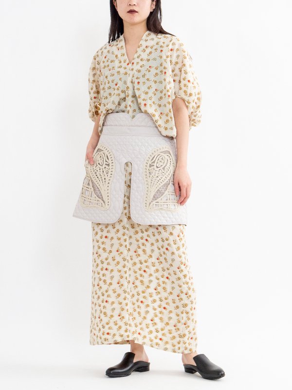 Cording Embroidery Quilted Wrapped Skirt-コーディングエンブロイ