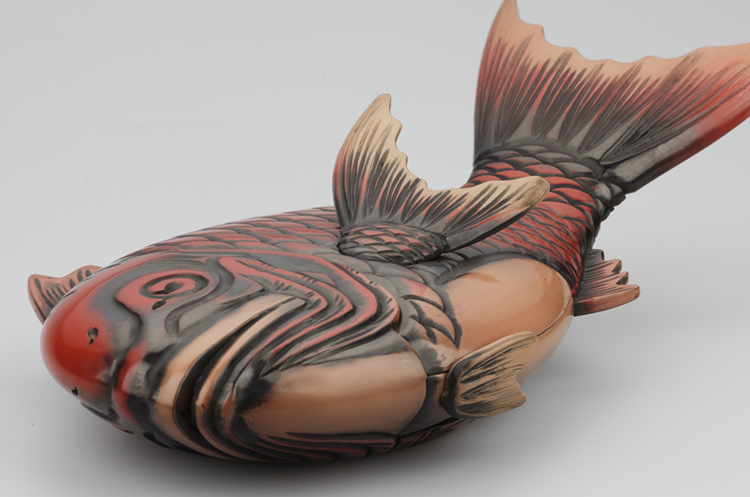 時代物 特大 木製 鯛菓子器 刺身盛り 鯛彫刻塗 菓子器 - 伝統工芸と