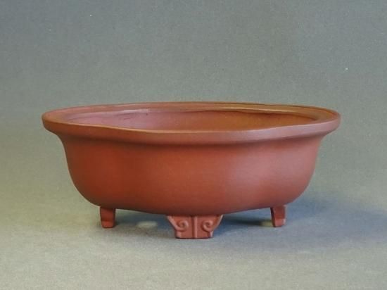 盆栽鉢時代希少手捻り釘彫山水画常滑名工朱泥ミニ盆栽鉢小品盆栽鉢山野草鉢