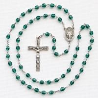 7月）誕生月のロザリオ チェコビーズ ルビー色 聖母マリアのロザリオ