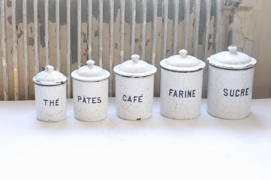 アンティーク ホーローキャニスター 5個セット+1 フランス