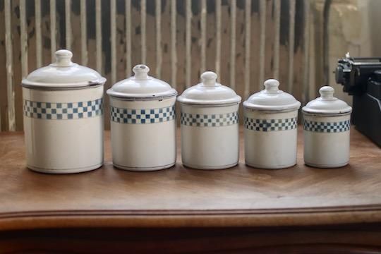 アンティークホーローキャニスター5個セット