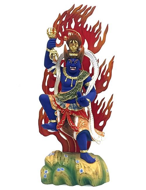 蔵王権現 濃彩切金仕上 総高38cm 身丈7寸