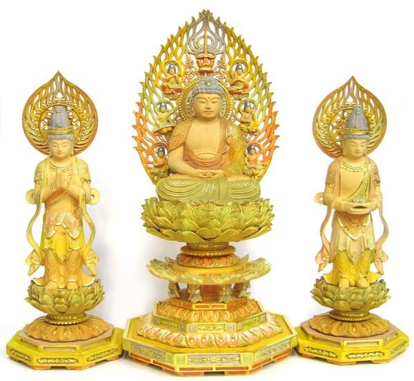 仏像 三尊像 厨子入り 阿弥陀三尊 仏像 三尊像 厨子入り 阿弥陀三尊