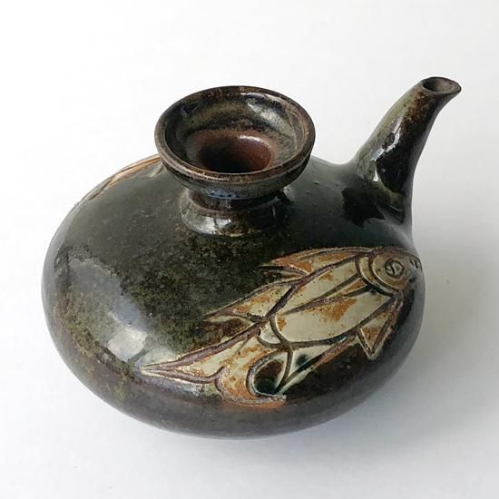 金城敏男 金城次郎 長男 魚紋 海老紋 壺 金城敏男 金城次郎 長男 魚紋