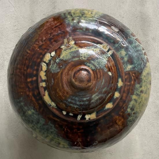 Vintage Japanese Folk Art: 三彩打掛蓋壷 / 小鹿田焼 (坂本茂木