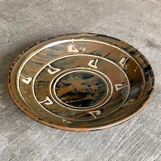 Vintage Japanese Folk Art: 柿釉蝋抜大鉢（尺九寸）/ 濱田晋作