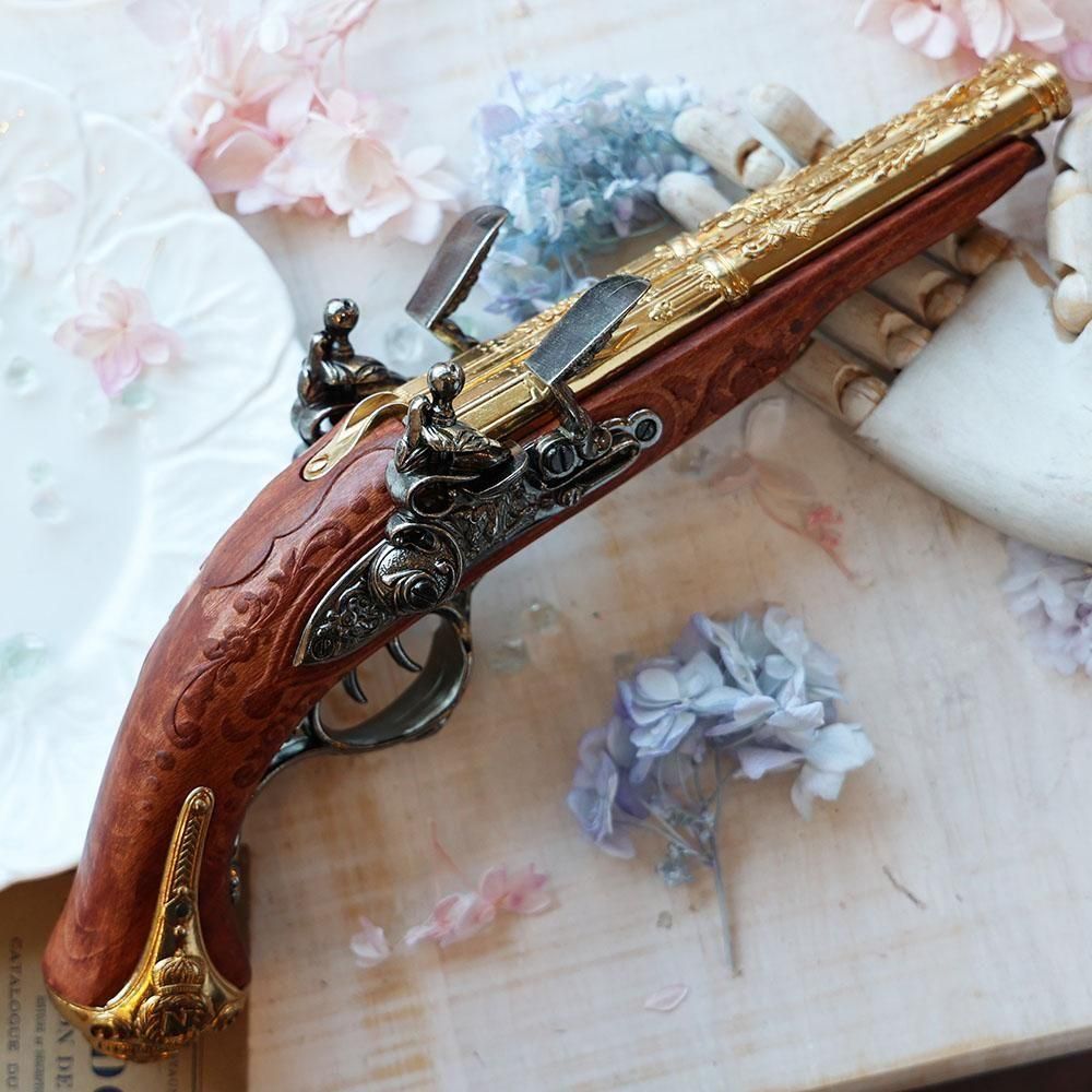 ダブルバレルフリントロックピストル （19世紀フランスモデル）- 海福