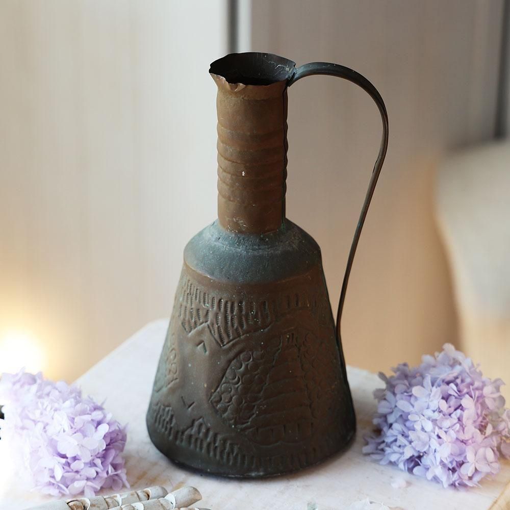 アンティークムガールグラスインドエナメル装飾壺壷花瓶 アンティーク