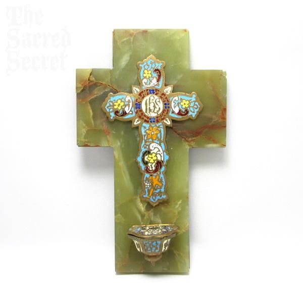 フランス アンティーク 聖水盤 イエスキリスト 磔刑 十字架 クロス