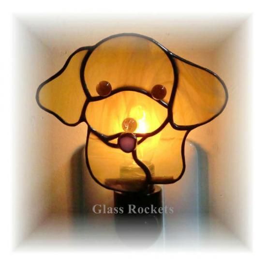 トイプードルのステンドグラスランプ - ステンドグラス工房Glass