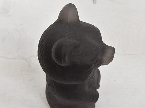 緑園｜東欧雑貨 チェコ ボヘミアガラスのクマ置物（暗紫/大）