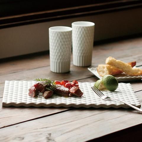 ダイヤ彫 [長角板皿] - 224porcelain ｜食器・皿・茶碗 嬉野肥前吉田焼