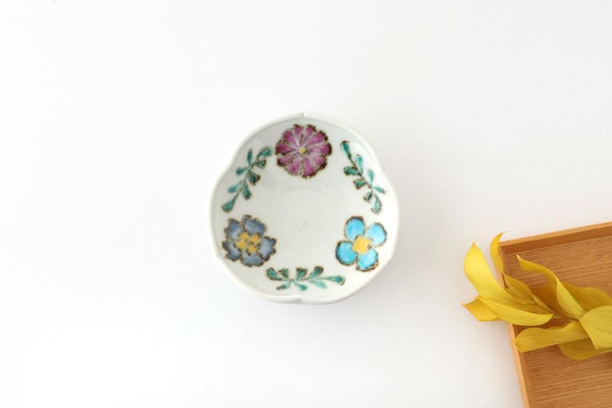 武古砥部焼 淡黄磁 木の葉型皿 五客 箱つき 砥部焼