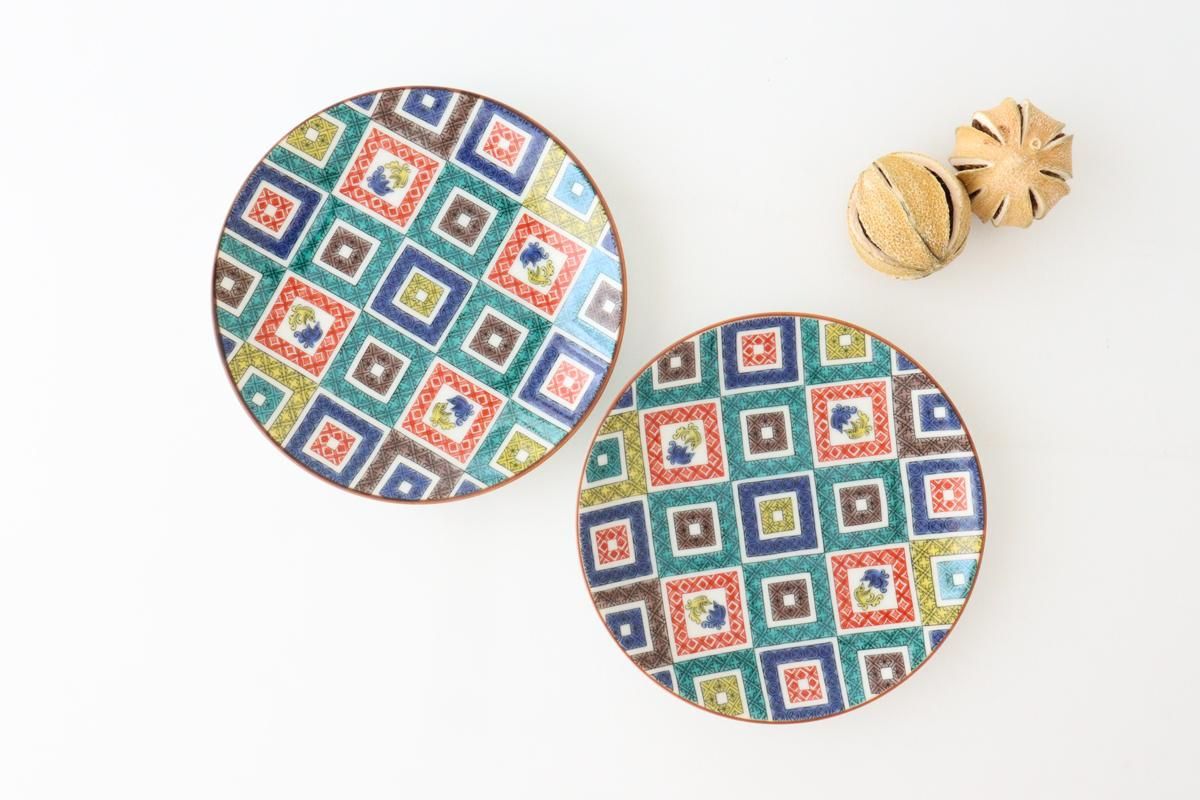 藍古九谷 柴垣に菊花の図 五寸皿 藍古九谷 柴垣に菊花の図 五寸皿 六寸