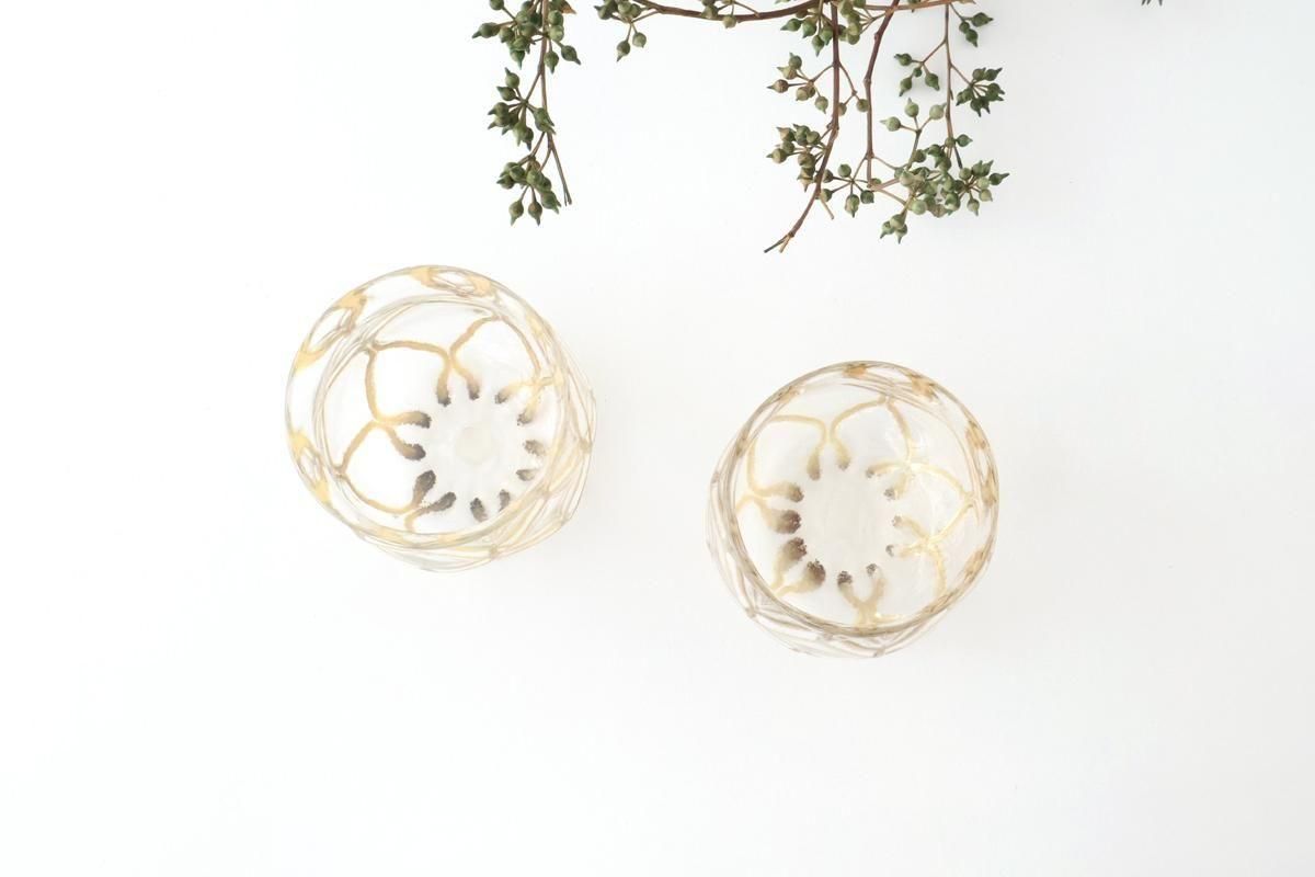 ロックなガラス｜網目模様｜ゴールド｜丸｜ガラス｜ガラス工房マル｜和