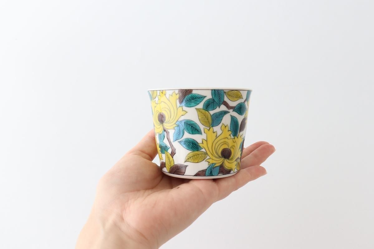 色絵角皿+猪口 5客 色絵角皿+猪口 5客 色絵角