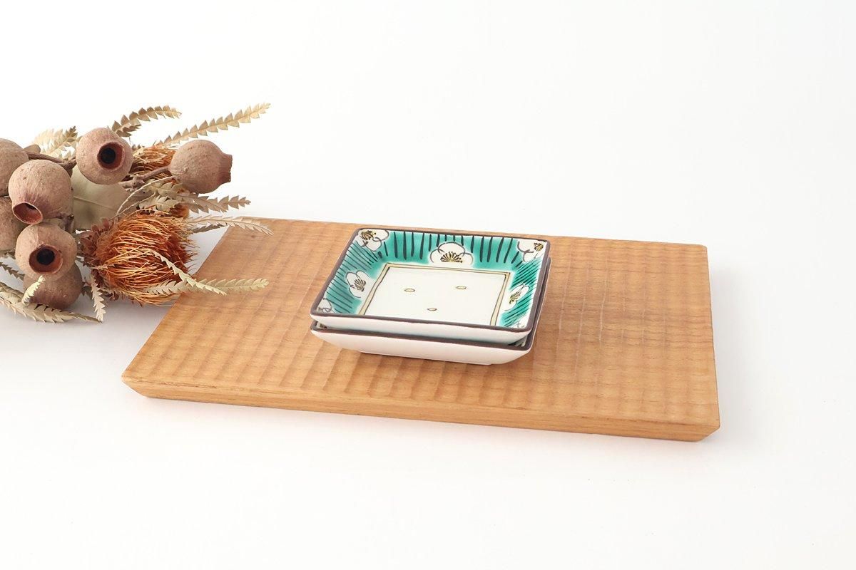 三寸角皿｜白梅文様｜磁器｜九谷美陶園｜九谷焼｜和食器通販｜うちる