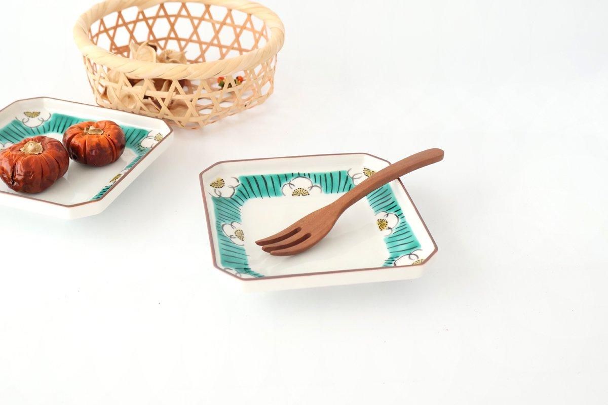 四寸角皿｜白梅文様｜磁器｜九谷美陶園｜九谷焼｜和食器通販｜うちる