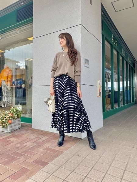 Priority(プライオリティ)新色追加☆プリーツガウチョパンツ・ドット柄