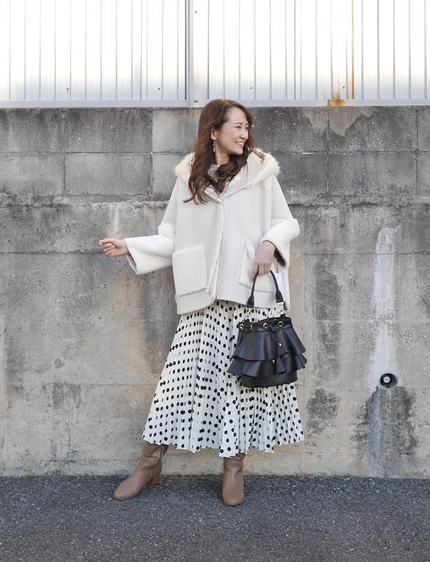 Priority(プライオリティ)新色追加☆プリーツガウチョパンツ・ドット柄